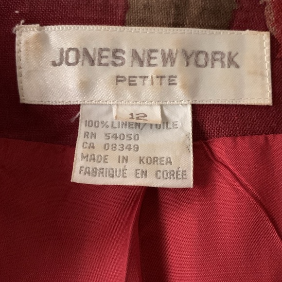Jones New York Linen Jacket: Tailored, Fully Lined, Pockets, Vintage, Structured - Picture 11 of 13